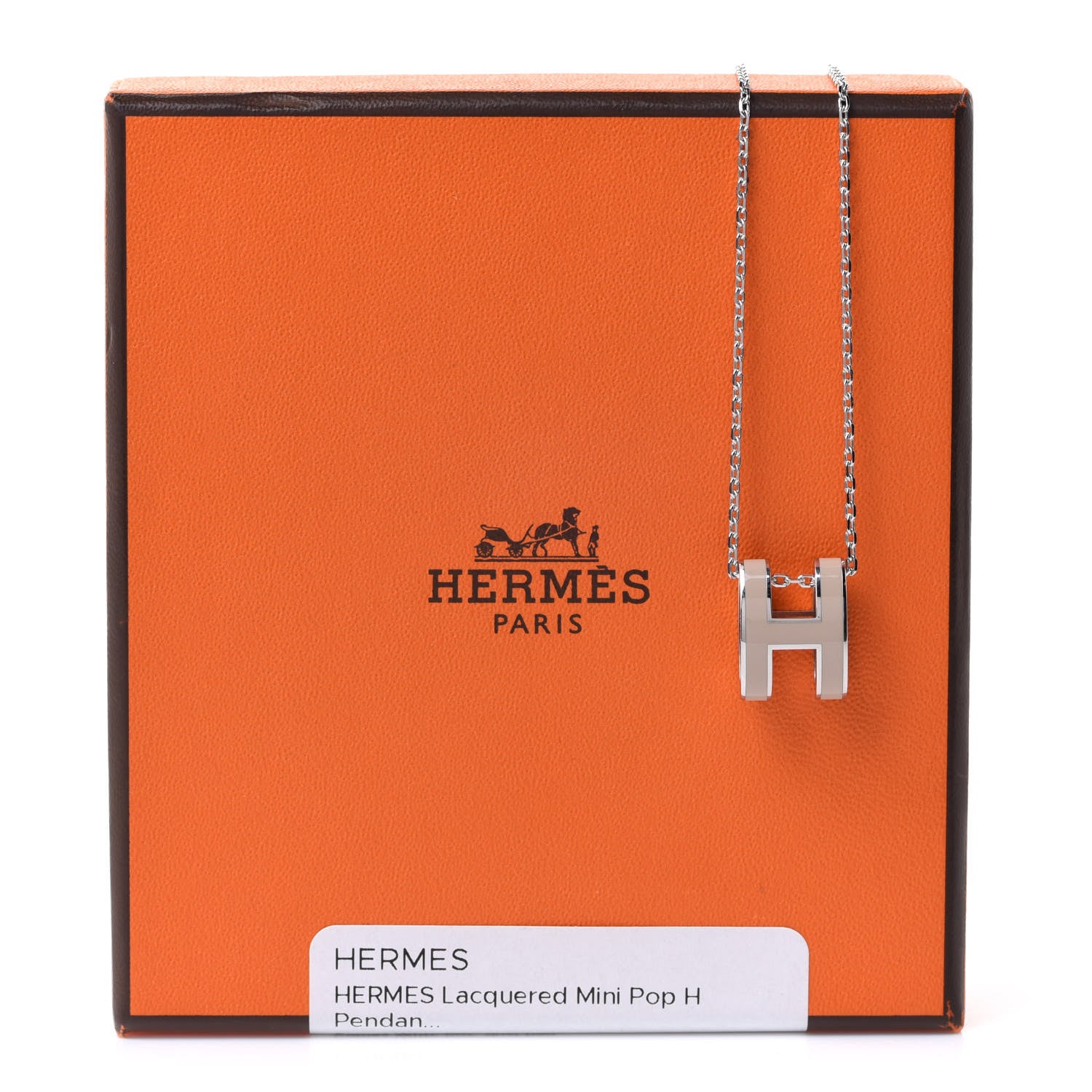 Hermes Lacquered Palladium Pop H Pendant Necklace Marron Glace 6 of 6