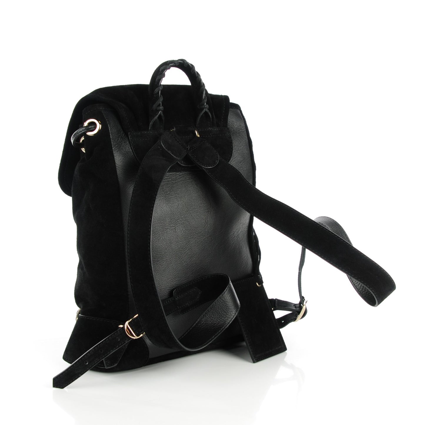 Baby Daim Suede Classic Hardware Traveler Backpack Black