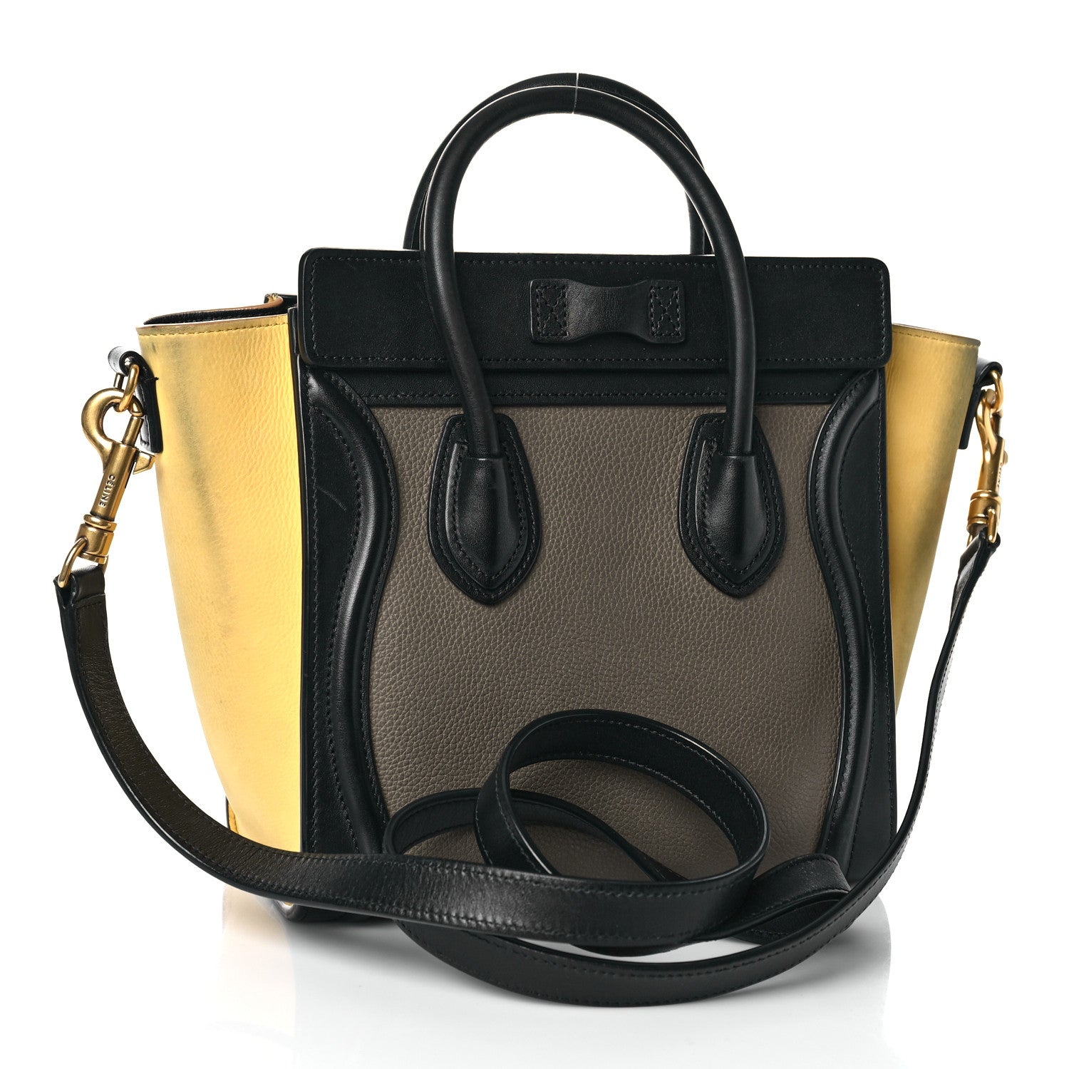 Celine Drummed Calfskin Suede Nano Tri-Color Luggage Amber 2 of 12