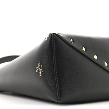 Valentino Garavani Calfskin Rockstud Wispy Bucket Bag Black 9 of 10