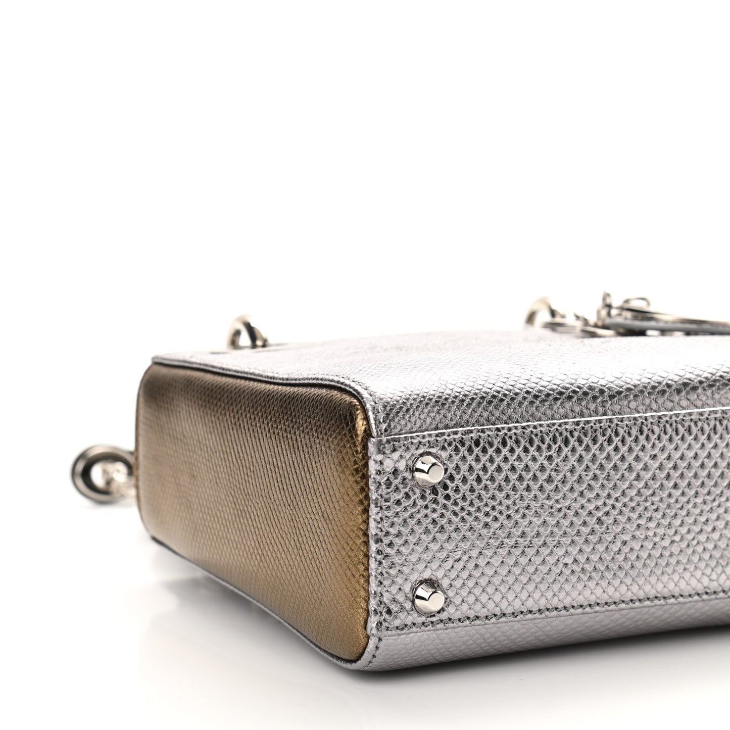 Metallic Karung Mini Lady Dior Silver Bronze