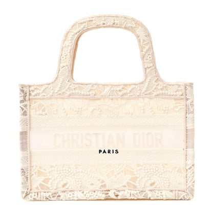Christian Dior Transparent Embroidered Mesh Macrame Mini Book Tote White 1 of 12