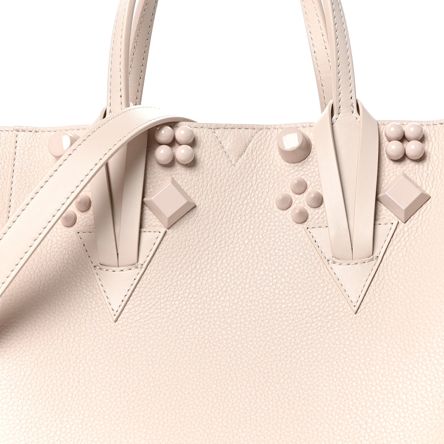 Christian Louboutin Calfskin Empire Spike Studded Small Cabachic Tote Leche 7 of 11