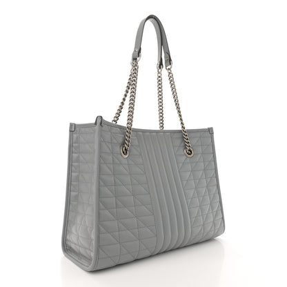 Gucci Calfskin Matelasse Aria Medium GG Marmont Shoulder Tote Deep Grey 3 of 12