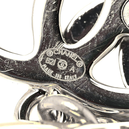 Chanel Crystal Pearl Double CC Drop Earrings Gold Silver 3 of 5