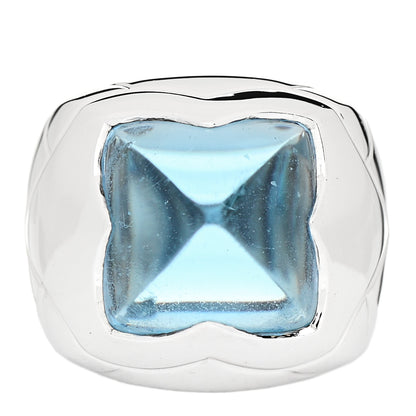 Bulgari 18K White Gold Blue Topaz Piramide Ring 54 6.75 1 of 6