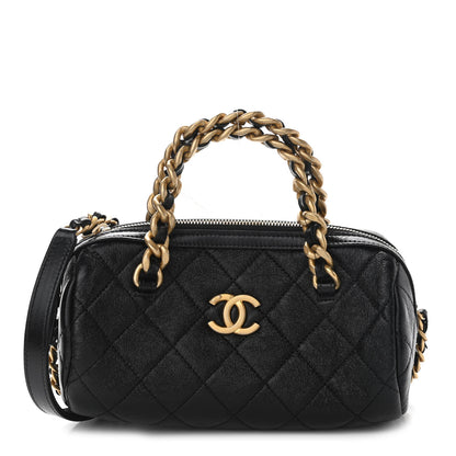 Chanel Shiny Lambskin Quilted Small Fashion Therapy Bowling Bag Black 1 of 11