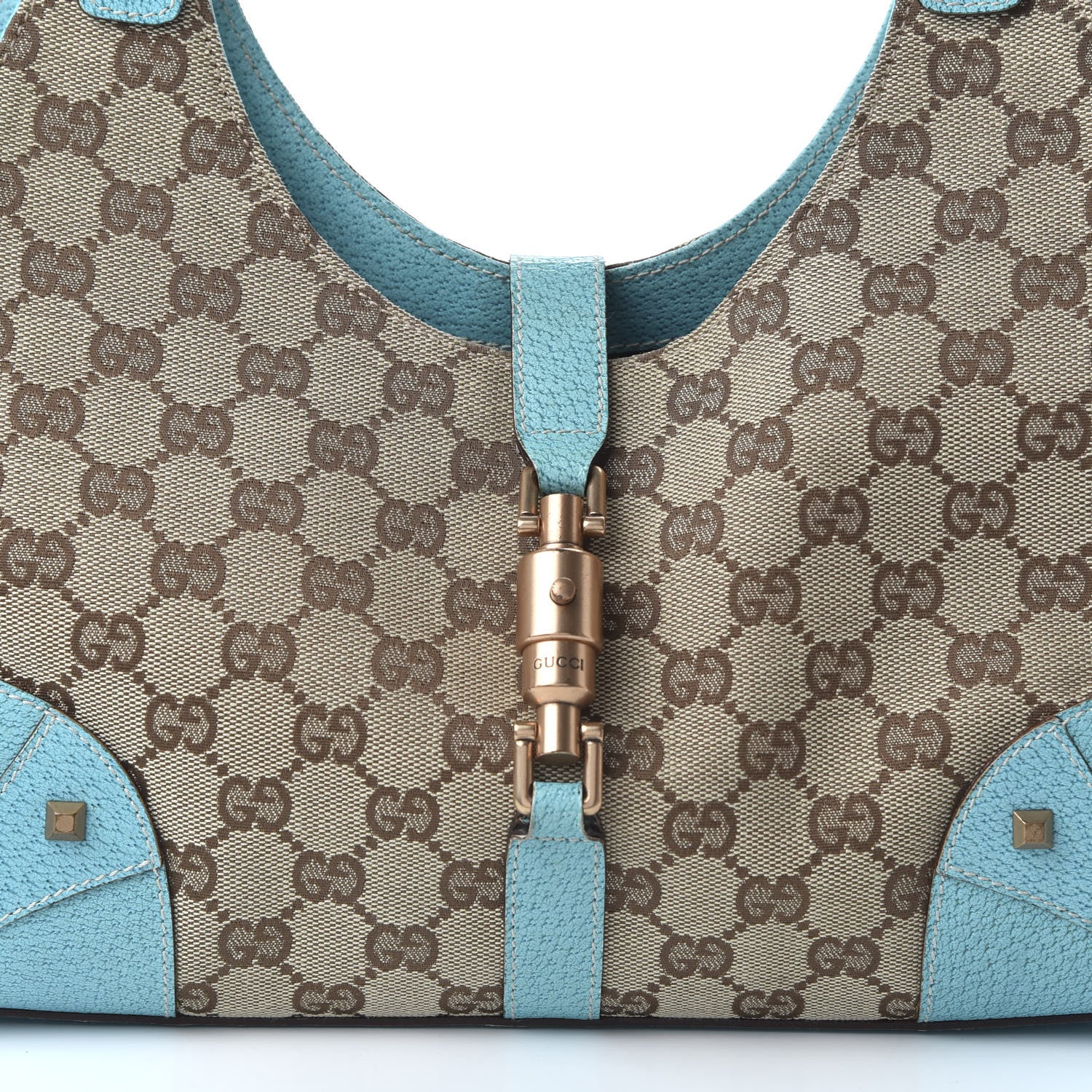 Gucci Monogram Calfskin Large Bardot Shoulder Bag Turquoise 10 of 10