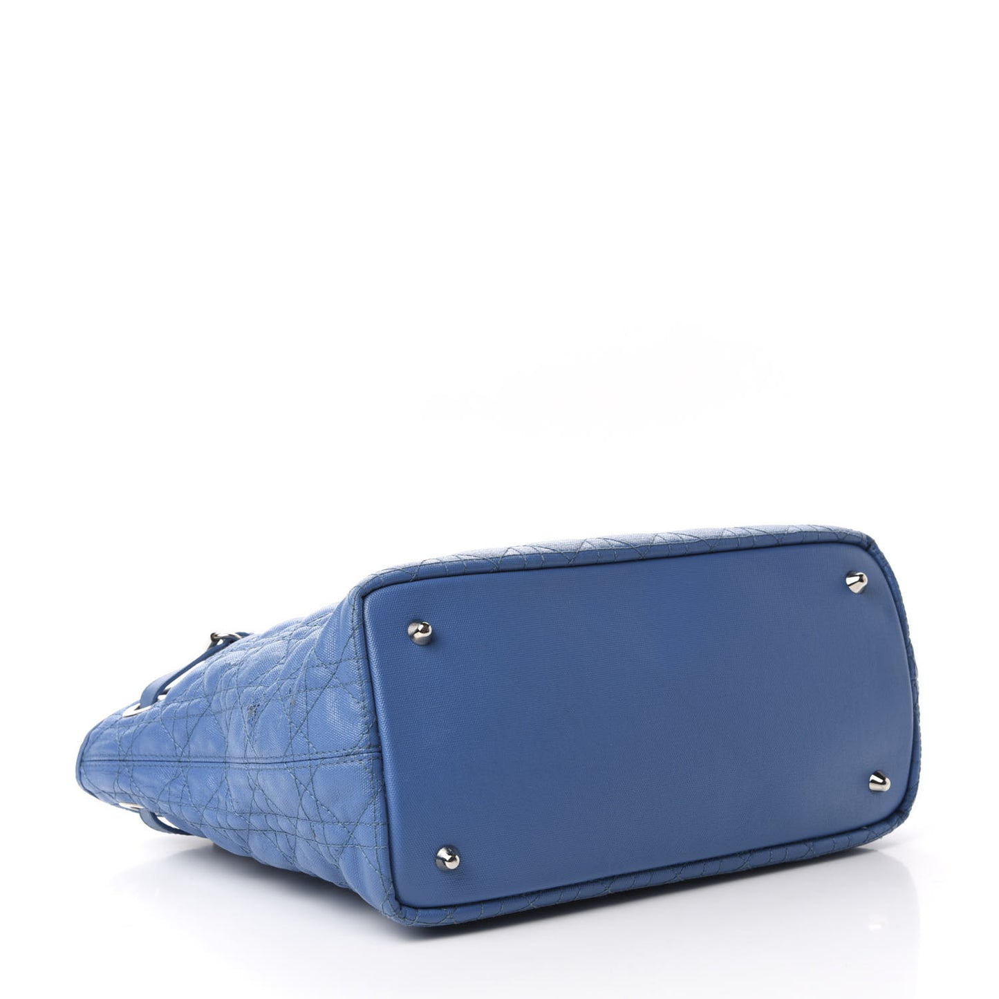 Coated Canvas Cannage Small Panarea Tote Cobalt Blue