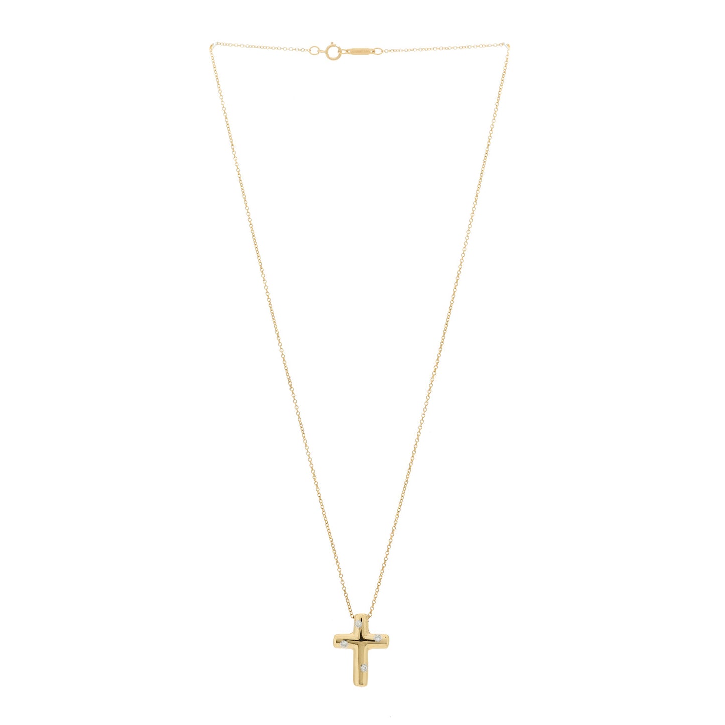 18K Yellow Gold Diamond Etoile Cross Pendant Necklace