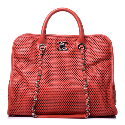 Chanel Calfskin Perforated Up In The Air Tote Red 1 of 10
