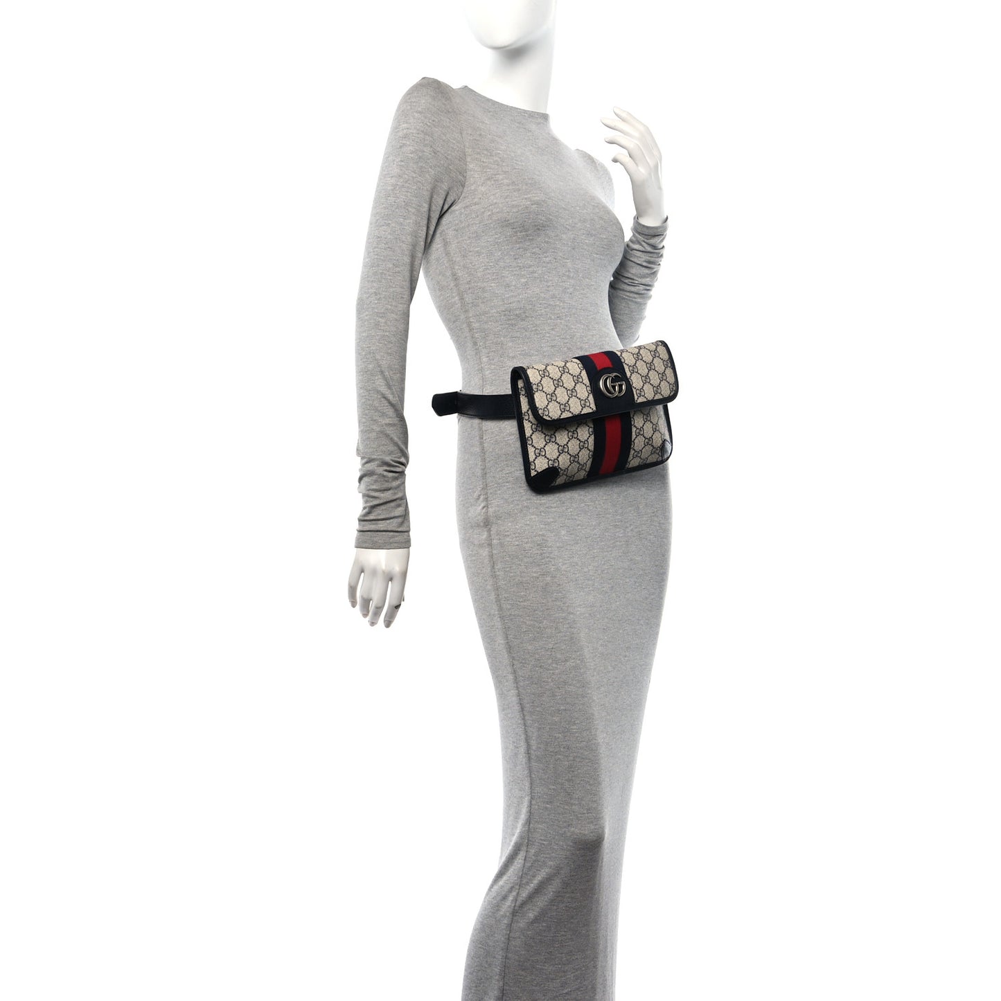 GG Supreme Monogram Web Small Ophidia Belt Bag 90 36 Beige Navy