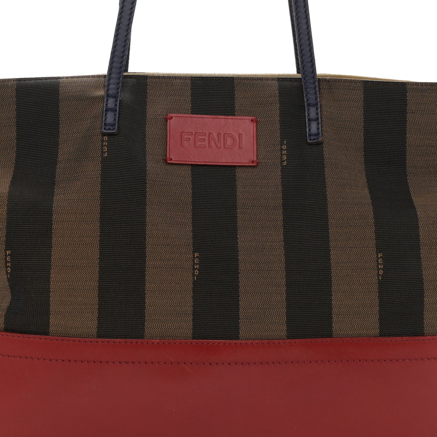 Pequin Cuoio Vegetale Medium Roll Tote Tobacco Rosso Blue