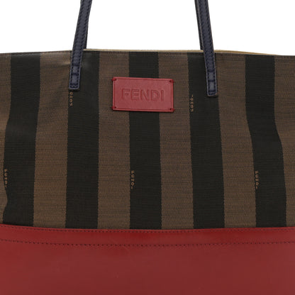 Fendi Pequin Cuoio Vegetale Medium Roll Tote Tobacco Rosso Blue 8 of 16