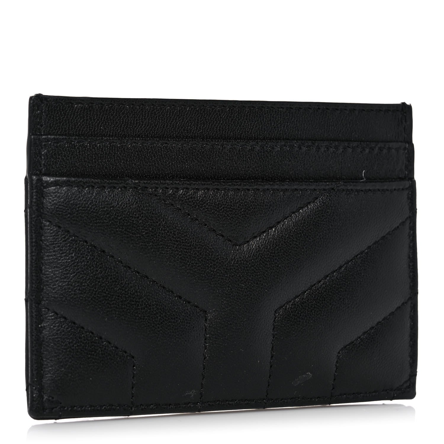 Saint Laurent Calfskin Y Quilted Monogram LouLou Credit Card Case Black 3 of 10