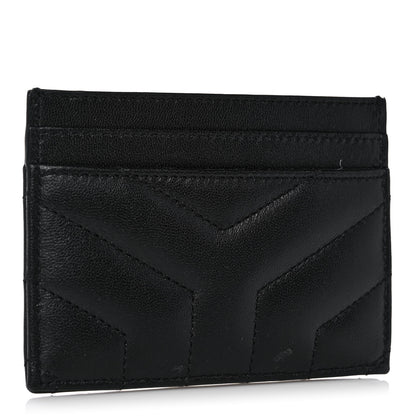 Saint Laurent Calfskin Y Quilted Monogram LouLou Credit Card Case Black 3 of 10