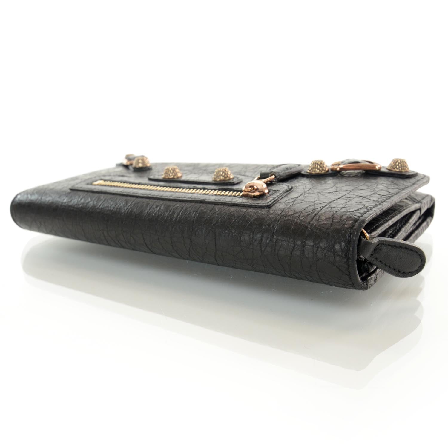 Balenciaga Agneau Giant 12 Rose Gold Hardware Money Wallet Black 3 of 7