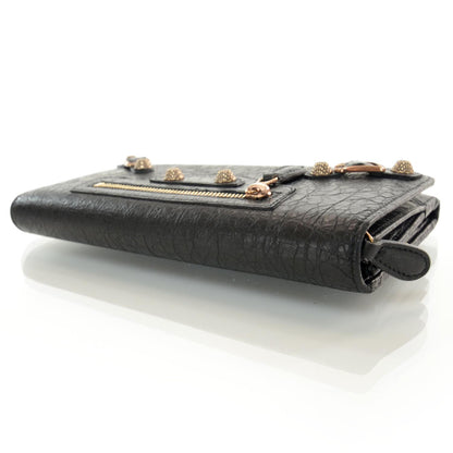 Balenciaga Agneau Giant 12 Rose Gold Hardware Money Wallet Black 3 of 7