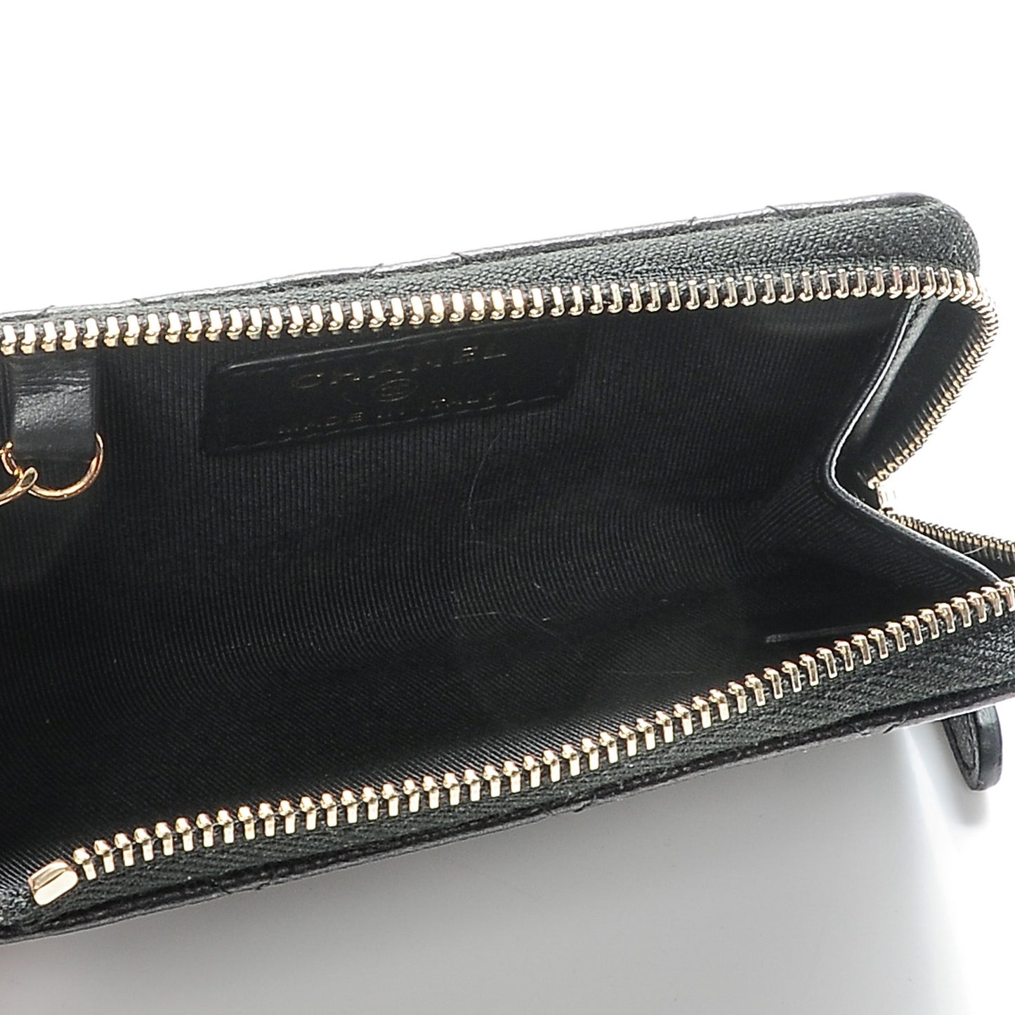 Letter Calfskin Embossed Quilted Key Holder Case Black