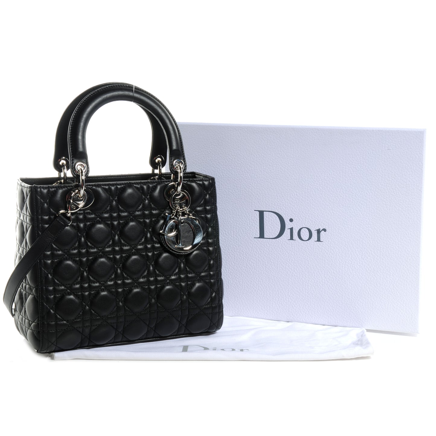 Lambskin Cannage Medium Lady Dior Black