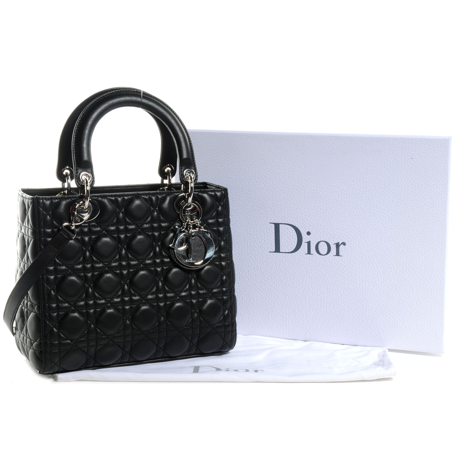 Christian Dior Lambskin Cannage Medium Lady Dior Black 5 of 8