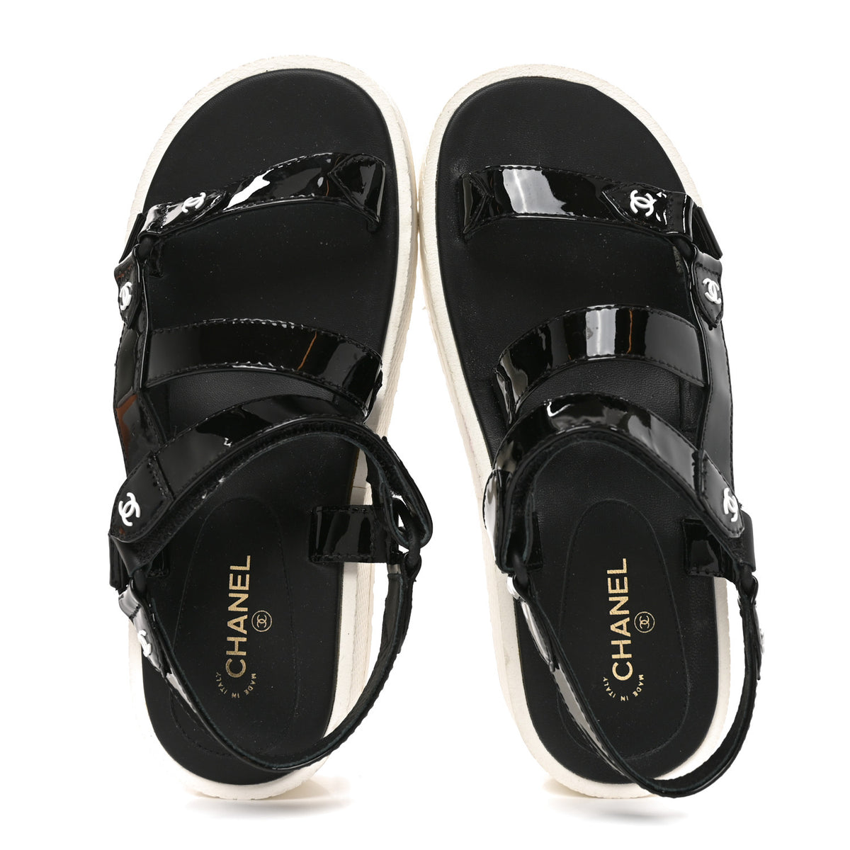 Patent CC Platform Sandals 36.5 Black