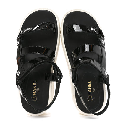 Chanel Patent CC Platform Sandals 36.5 Black 5 of 8