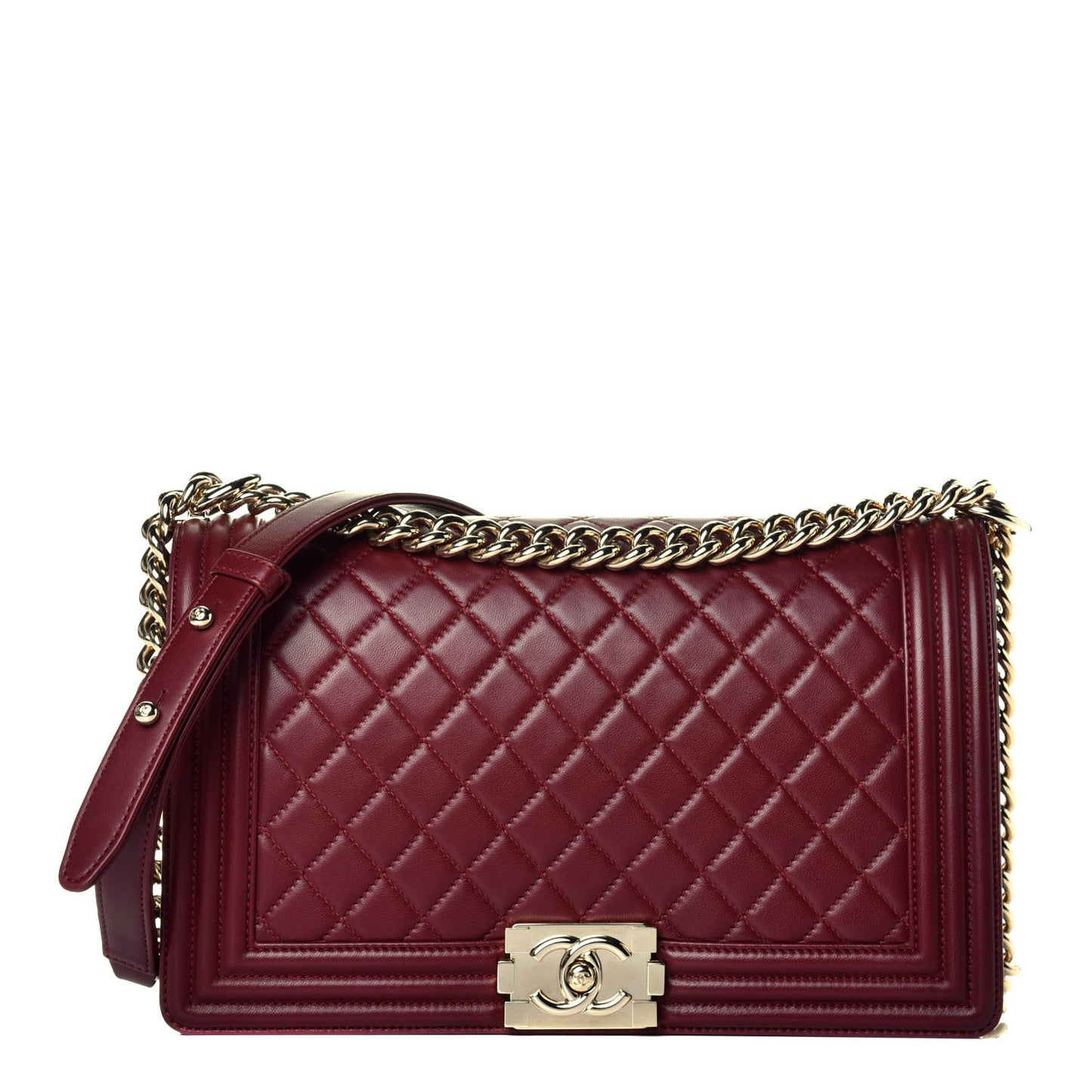 Lambskin Quilted New Medium Boy Flap Dark Red