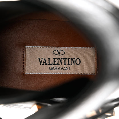 Valentino Garavani Pebbled Calfskin Rockstud Double Buckle 70mm Block Heel Ankle Boots 38.5 Black 7 of 13