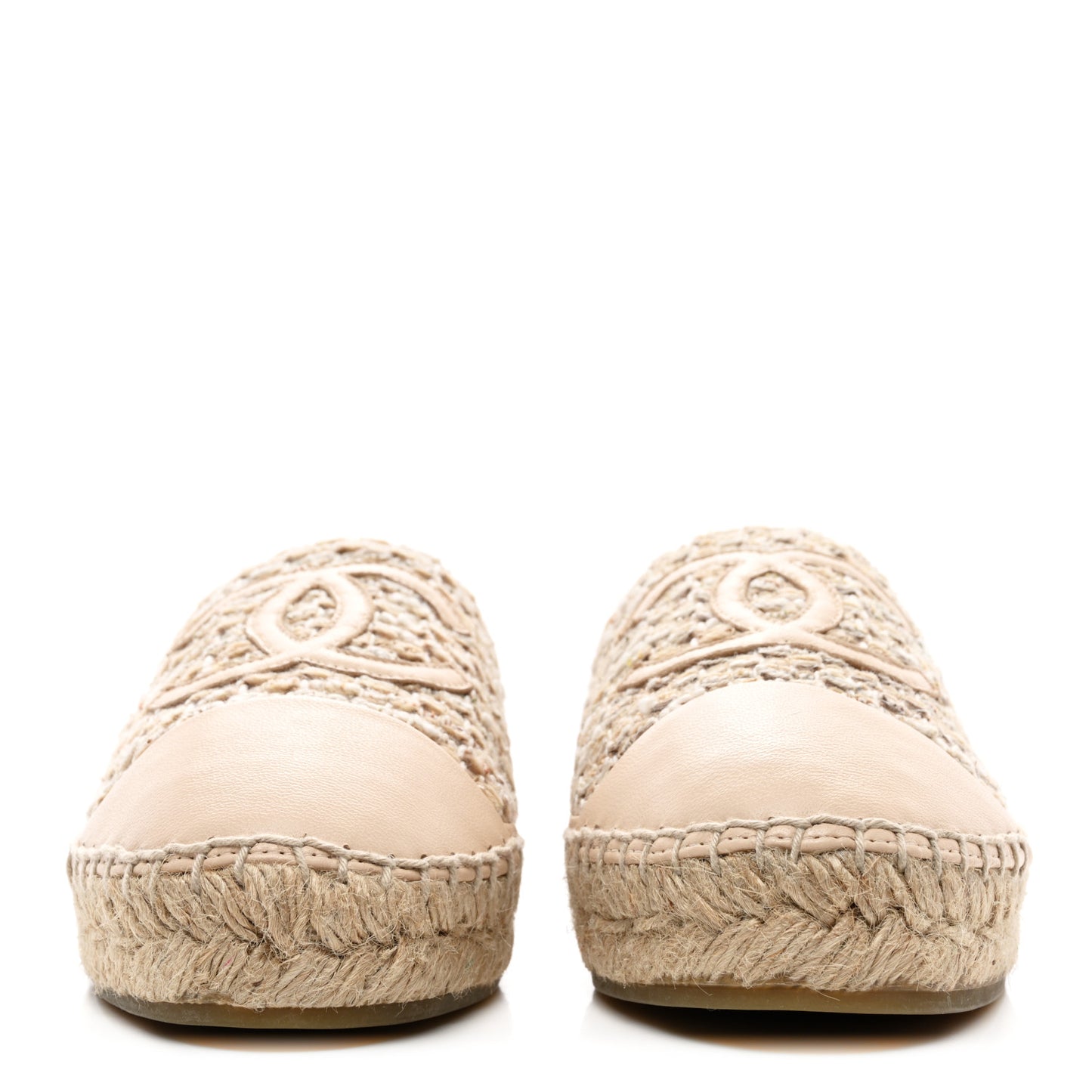 Tweed Lambskin CC Espadrilles 38 Beige