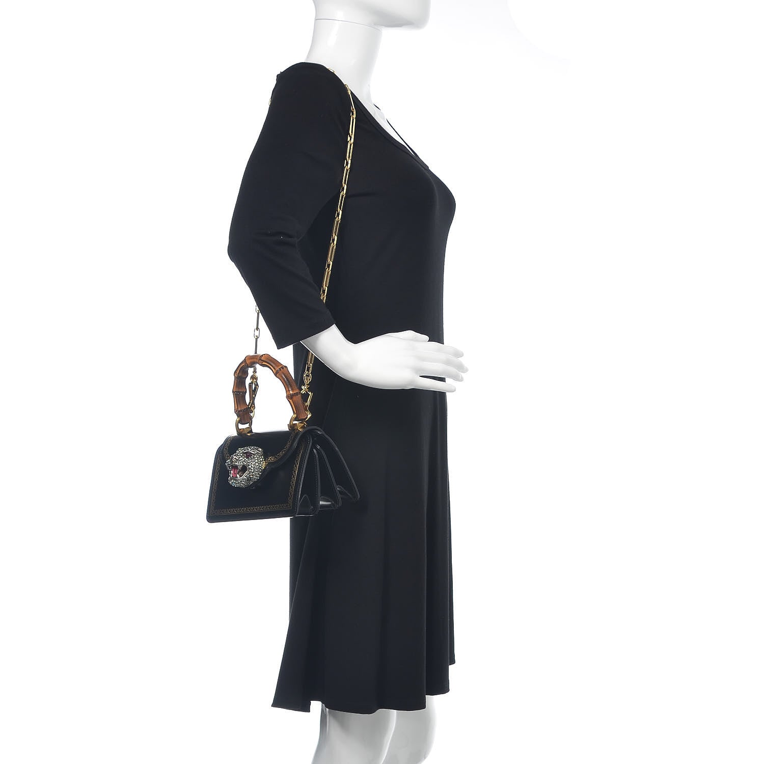 Gucci Calfskin Bamboo Mini Thiara Top Handle Bag Black 2 of 9