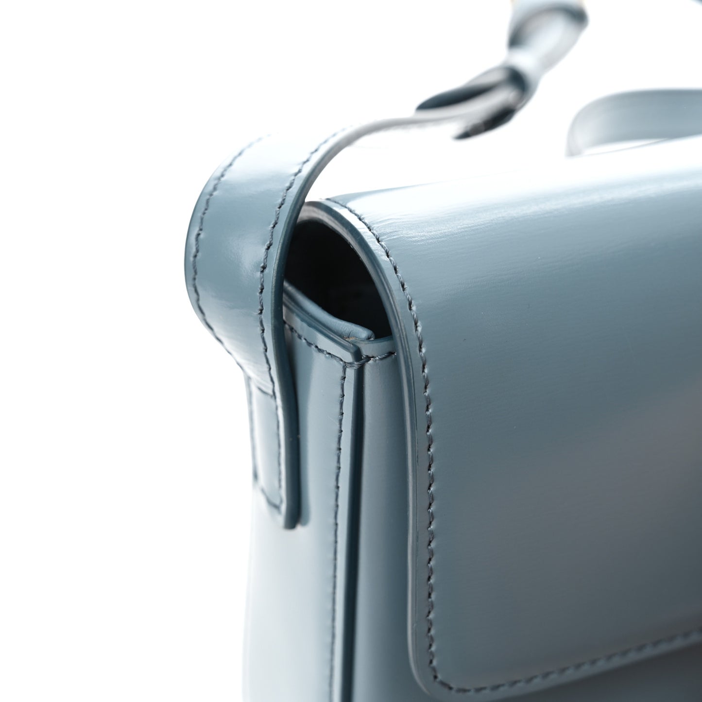 Shiny Calfskin Triomphe Shoulder Bag Denim