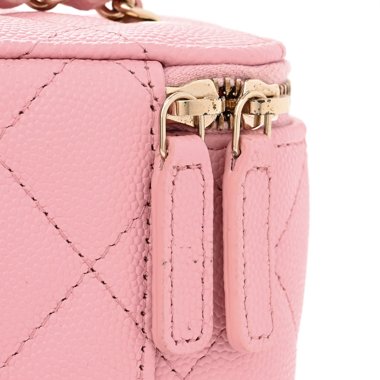 Chanel Caviar Quilted Mini Vanity Case With Chain Pink 9 of 9