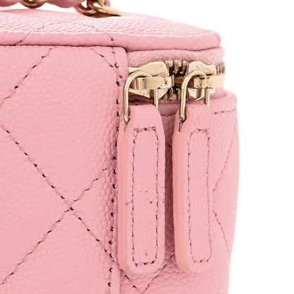 Chanel Caviar Quilted Mini Vanity Case With Chain Pink 9 of 9