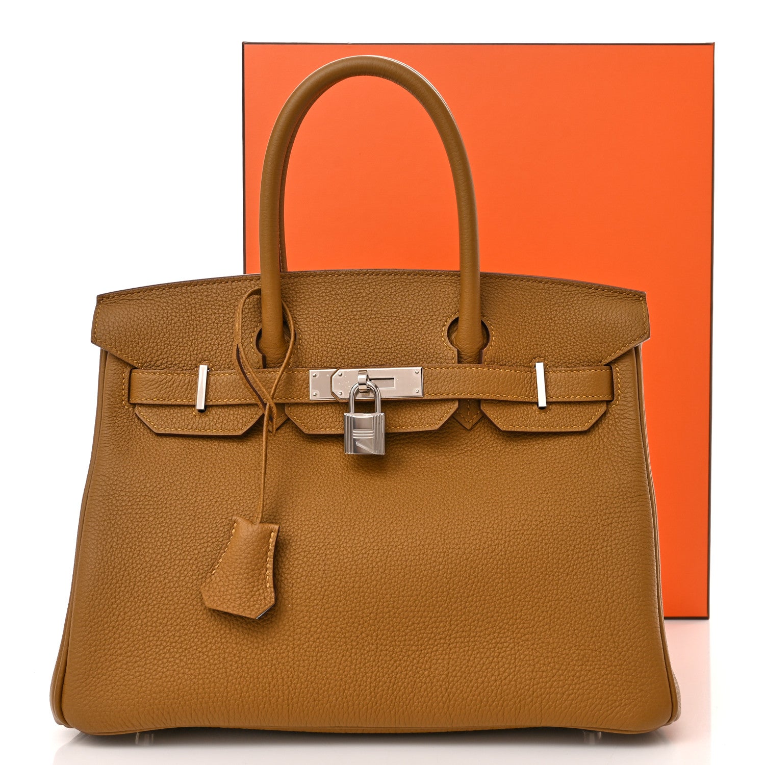 Hermes Togo Verso Birkin 30 Bronze Dore Bleu Brume 11 of 11