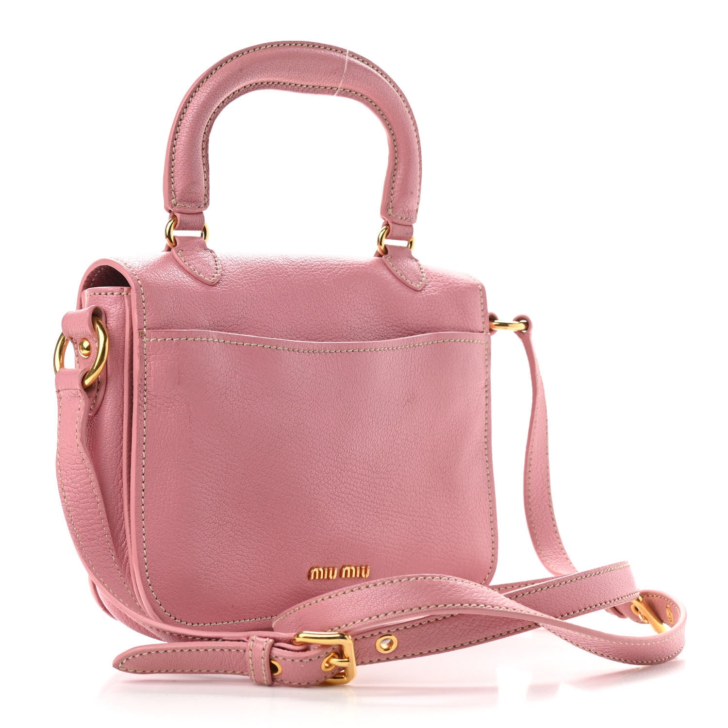 Miu Miu Goatskin Madras Top Handle Shoulder Bag Rosa 2 of 10
