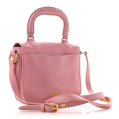 Miu Miu Goatskin Madras Top Handle Shoulder Bag Rosa 2 of 10