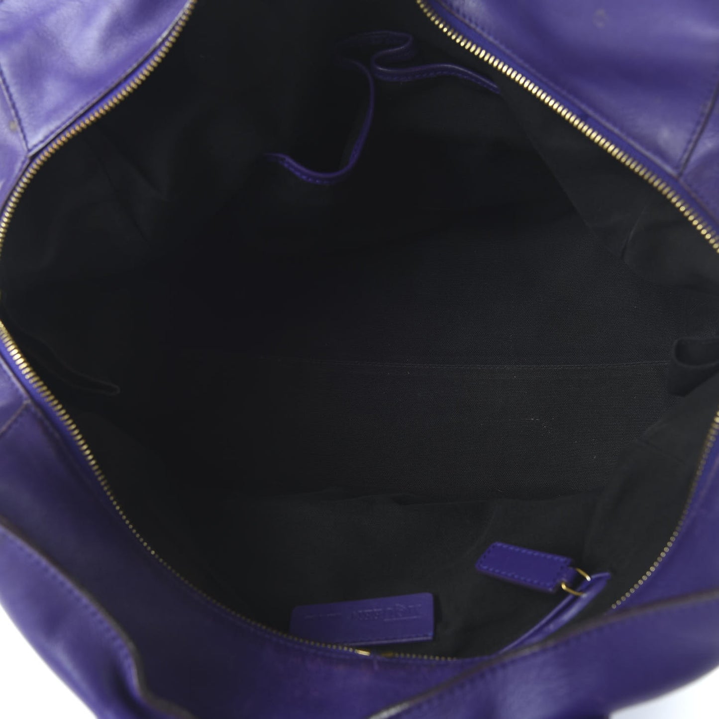 Calfskin Large Skull Padlock Zip Around Tote Purple