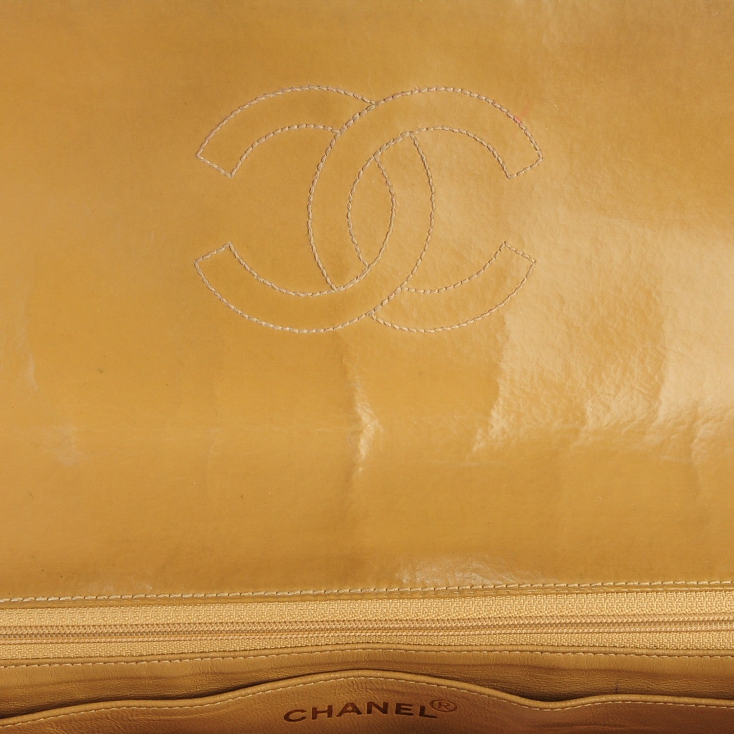 Chanel Vinyl Quilted Jumbo Single Flap Beige 13 of 18