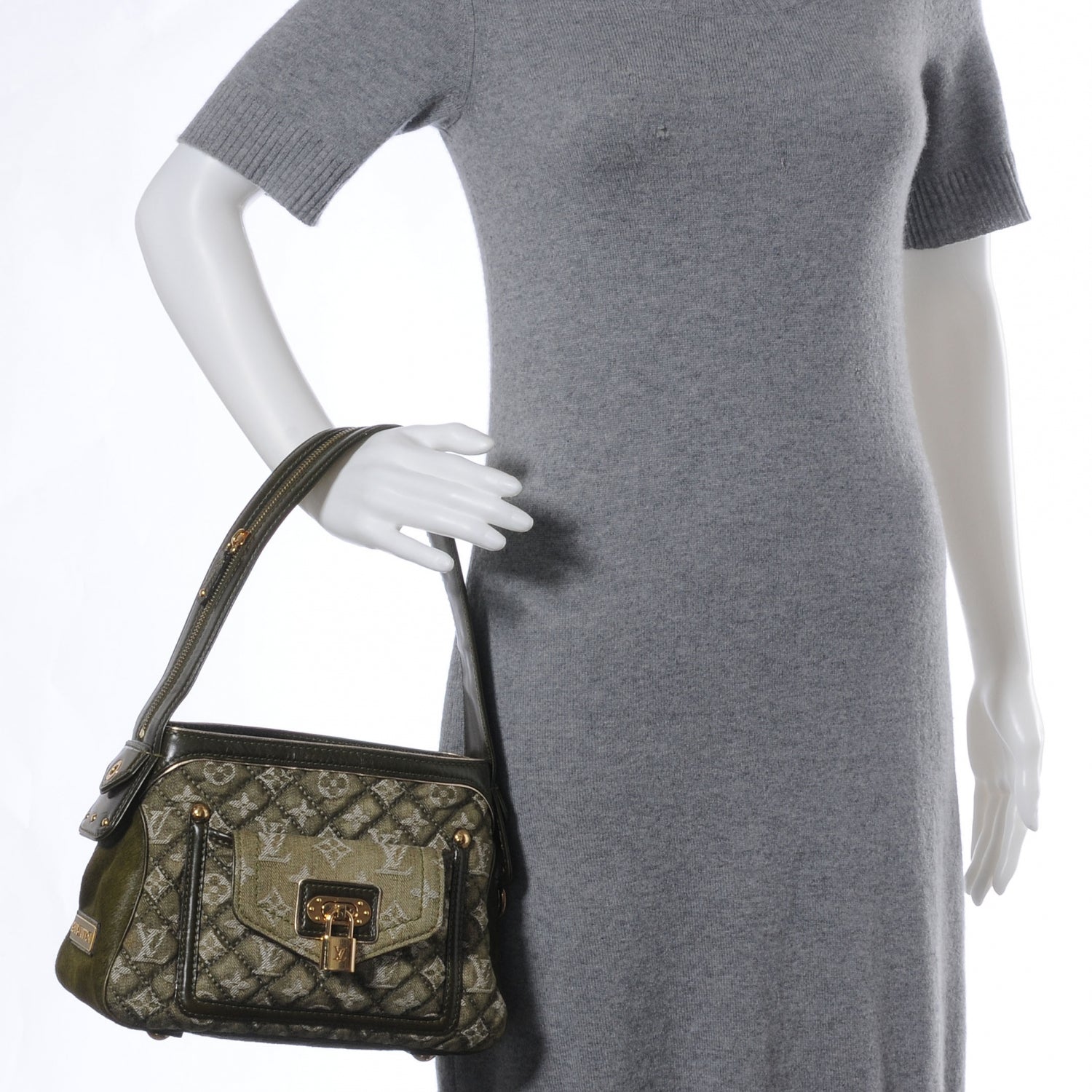 Louis Vuitton Quilted Denim and Pony Fur Gondole Lichen 2 of 7
