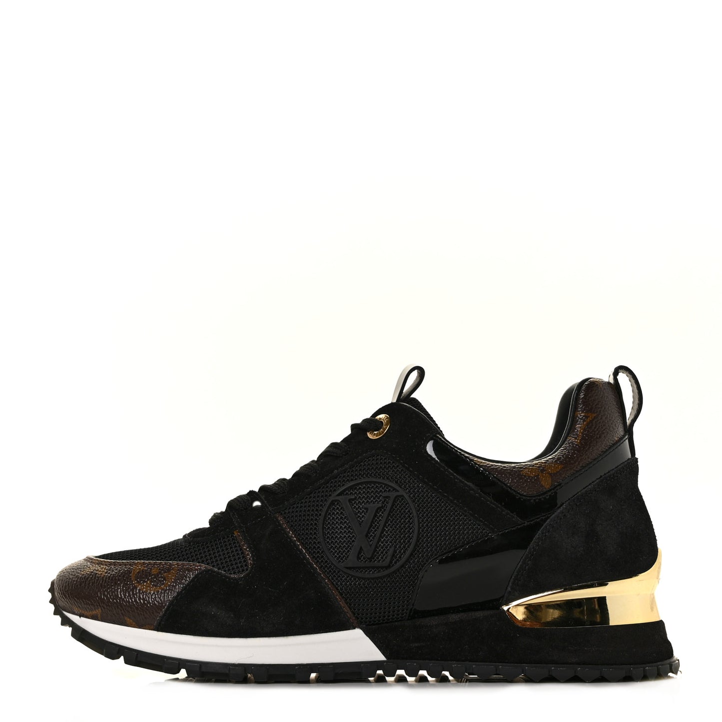 Suede Monogram Run Away Sneakers 37.5 Black