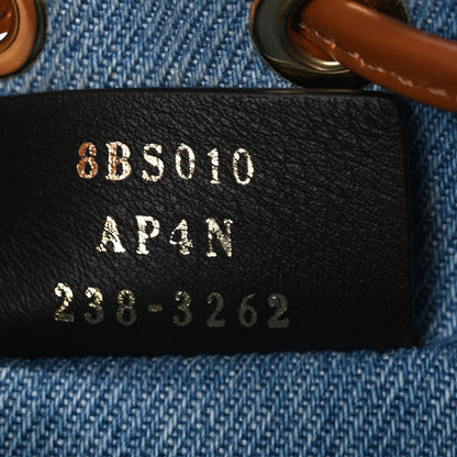 Fendi Denim Vitello King F is Fendi FF Embroidered Mini Mon Tresor Bucket Bag Denim Chiaro Brandy 7 of 10
