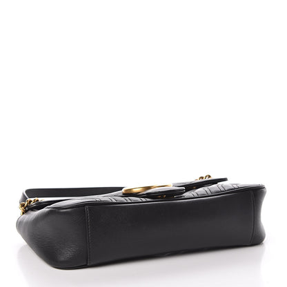 Gucci Calfskin Matelasse Small GG Marmont Shoulder Bag Black 4 of 13