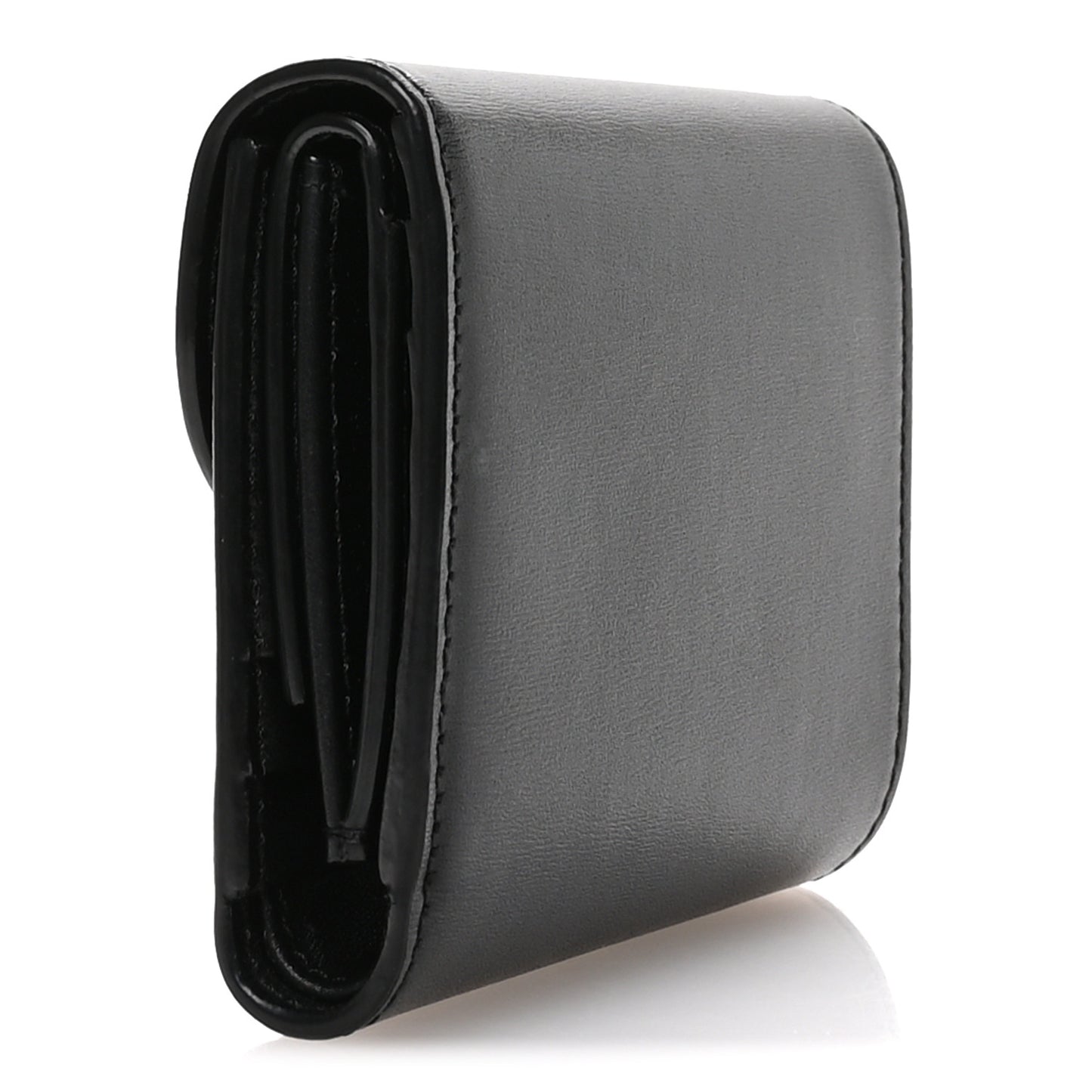 Shiny Calfskin Small Triomphe Wallet Black