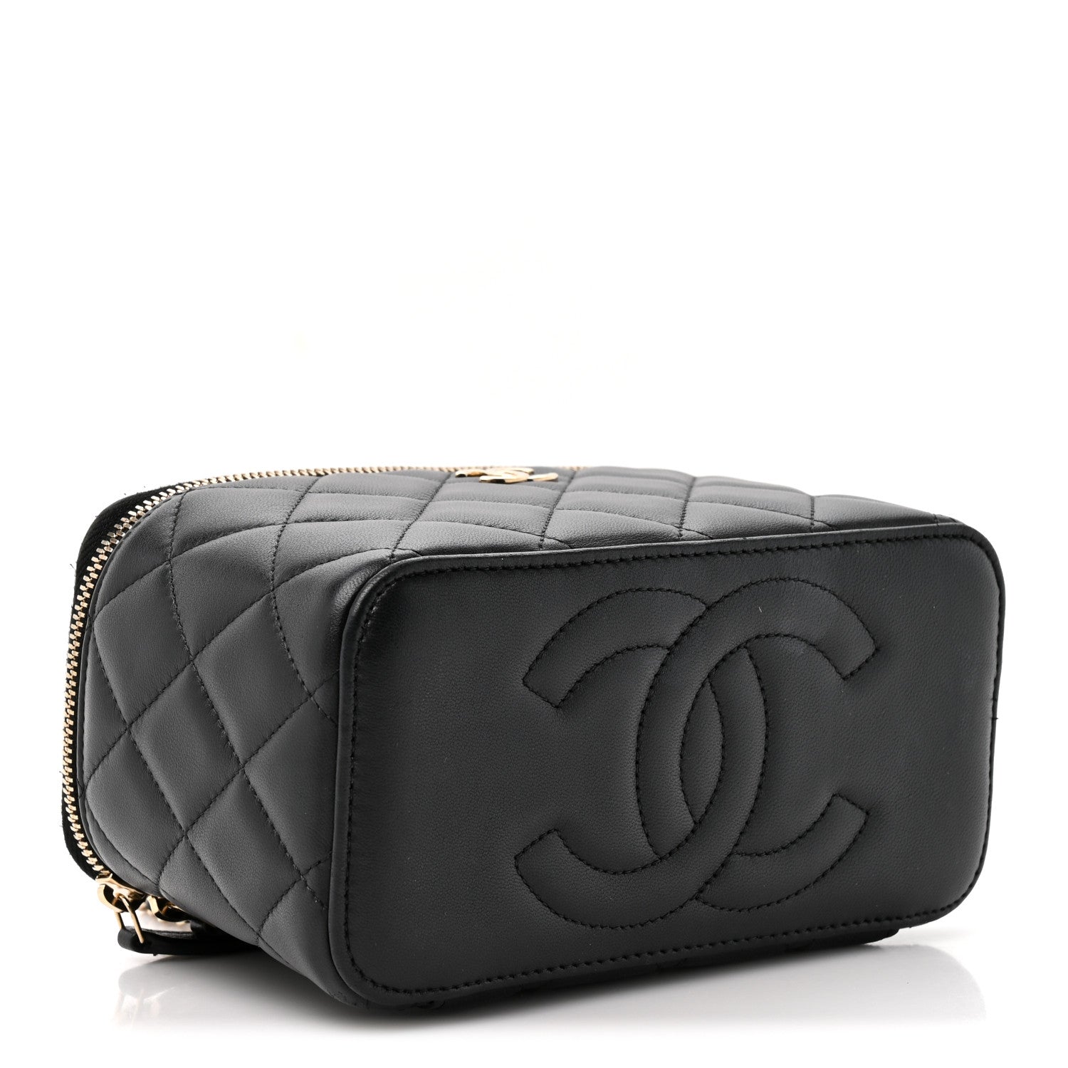 Chanel Lambskin Quilted Small Top Handle Vanity Case With Chain Black 4 of 11