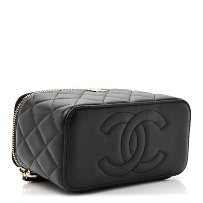 Chanel Lambskin Quilted Small Top Handle Vanity Case With Chain Black 4 of 11