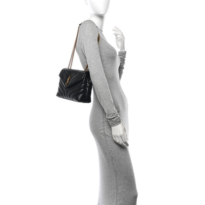 Saint Laurent Calfskin Y Quilted Monogram Small Loulou Chain Satchel Black 2 of 13