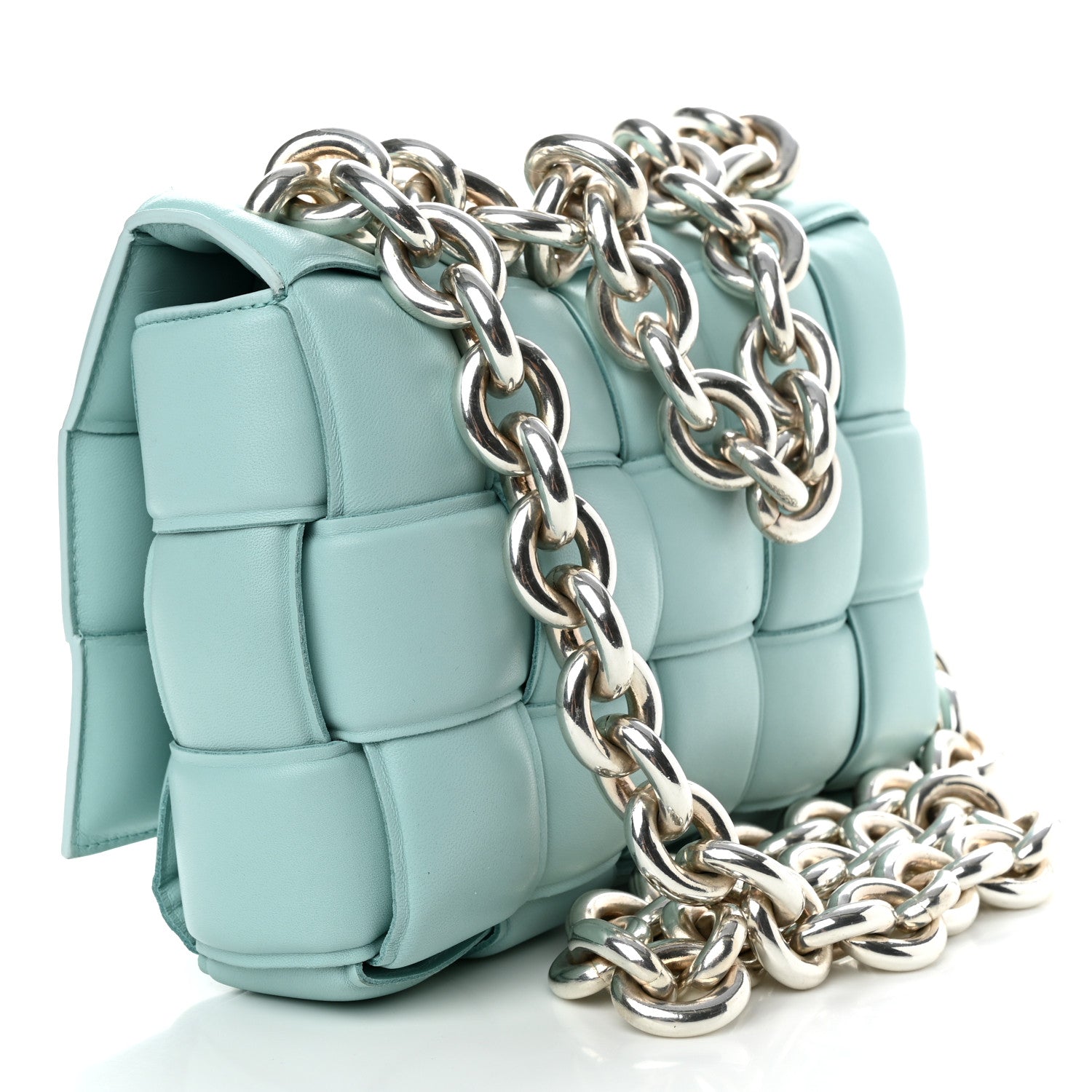 Bottega Veneta Lambskin Maxi Intreccio Padded Chain Cassette Crossbody Bag Spearmint 3 of 9