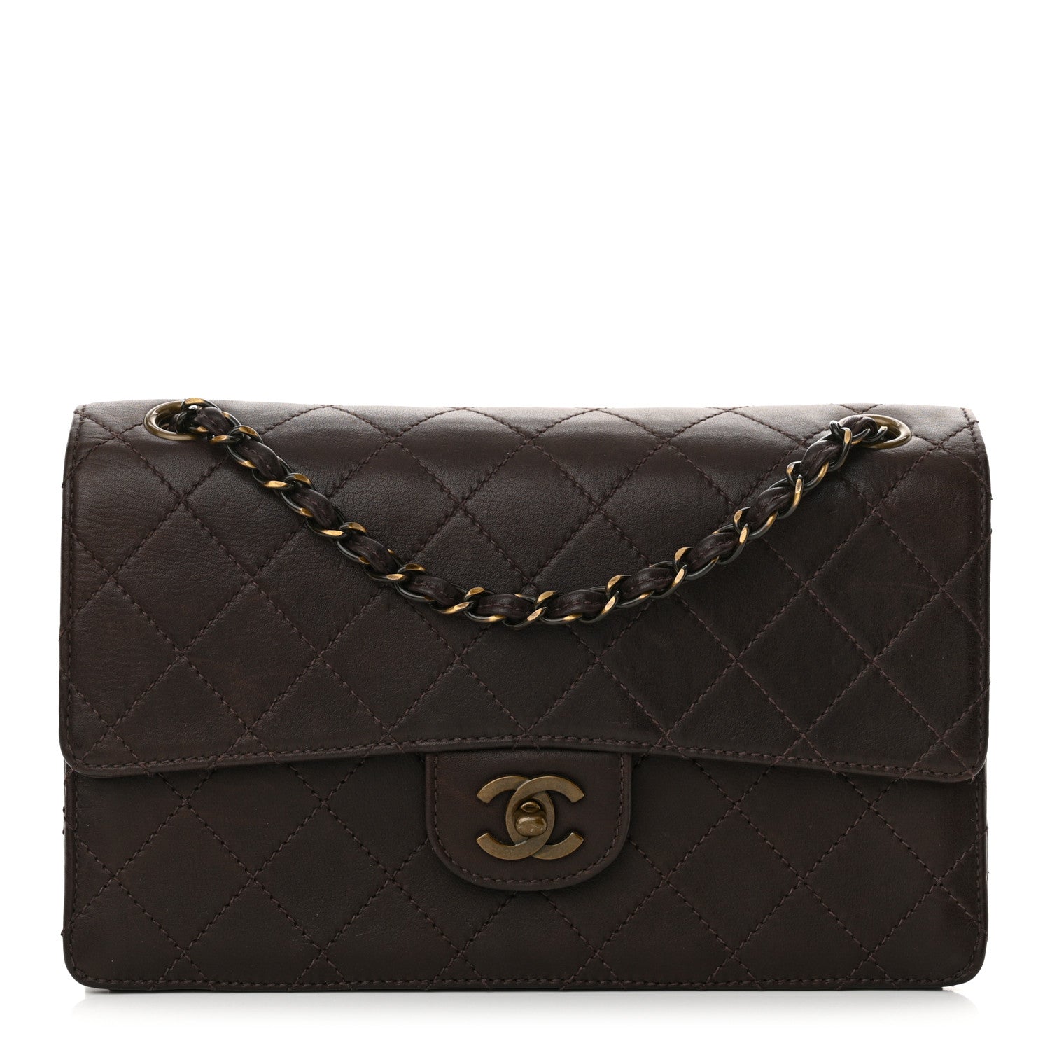 Chanel Lambskin Quilted Single Flap Dark Brown 1 of 12