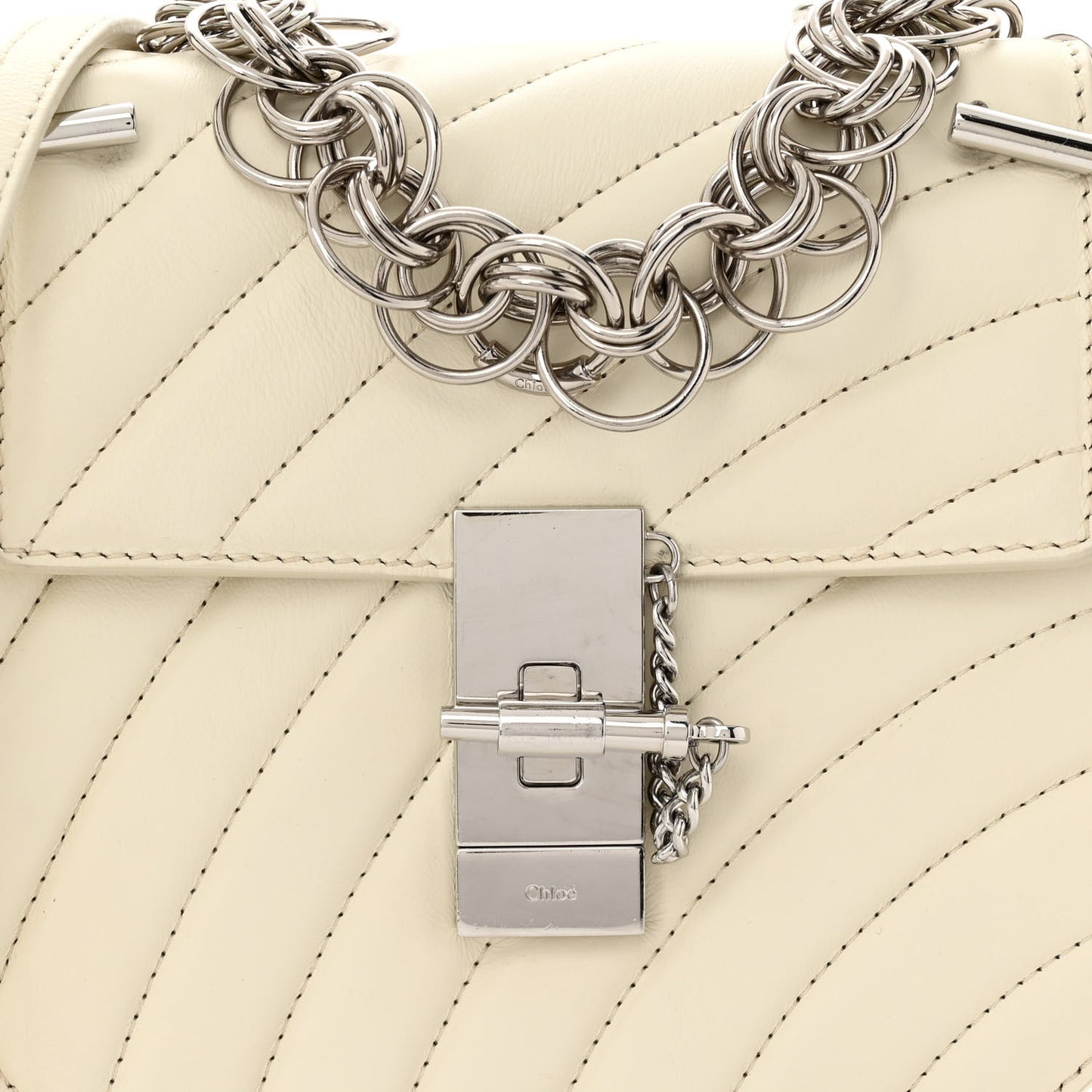 Calfskin Quilted Mini Drew Bijou Shoulder Bag Natural White